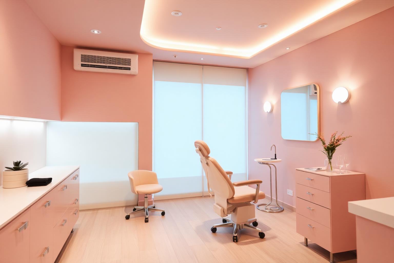 Modern aesthetic clinic interior with soft lighting